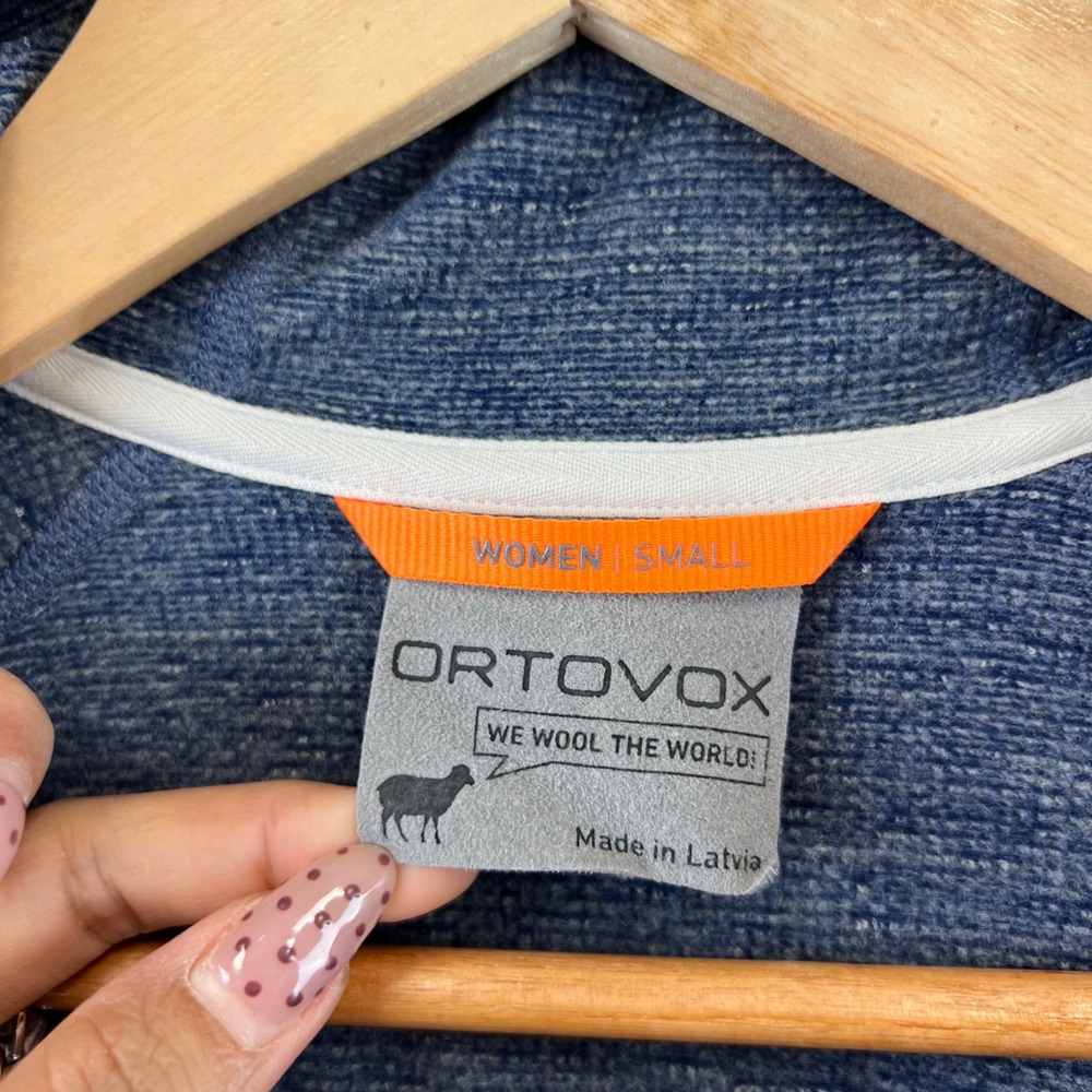 ORTOVOX Fleece Hooded Full Zip Jacket Blue Heathered Women's Small Outdoor - Picture 4 of 11